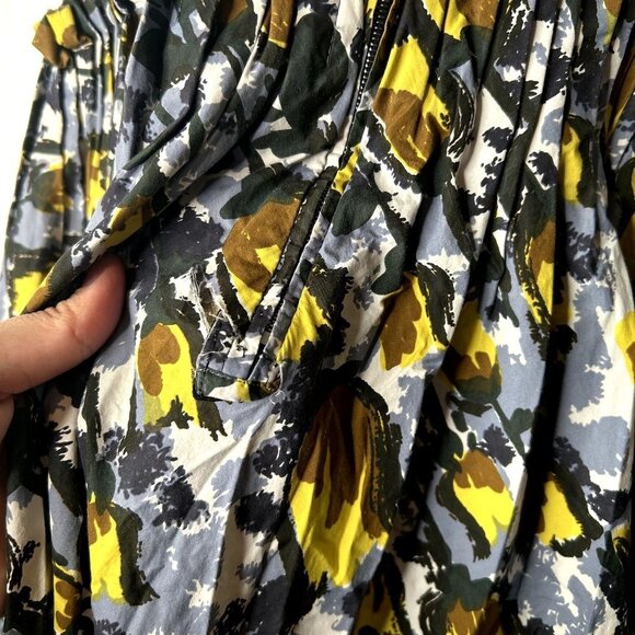 MARNI Citrus Full Skirt Black Printed Square Neck Midi Dress Women's Size IT 40 - Picture 8 of 12